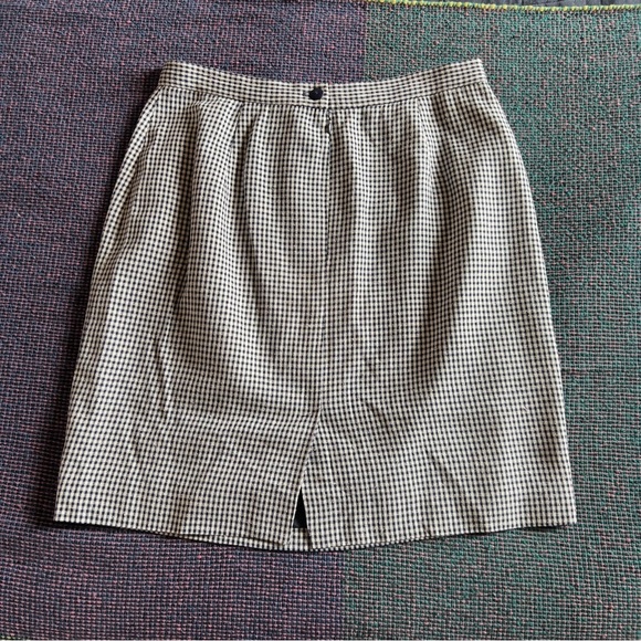 Vtg Donna Ricco Silk Blend Navy White Check Print Skirt Suit - Size 12 - Picture 12 of 12